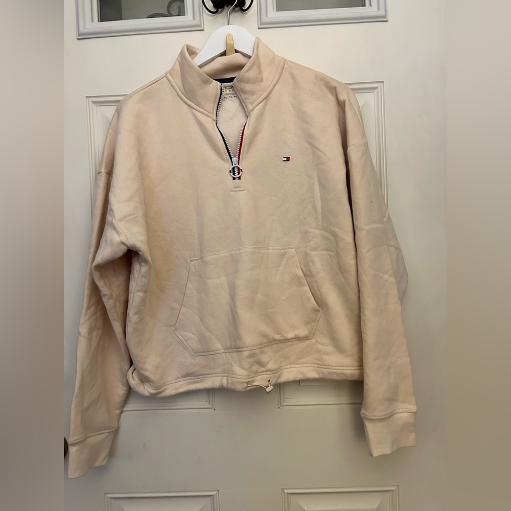 Tommy Hilfiger Men's Cream Zip-Up Sweater